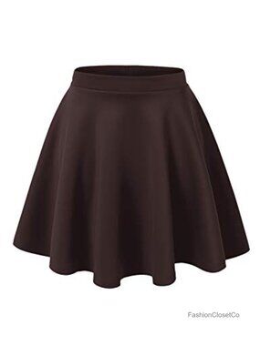 Women's Stretchy Flared Mini Skater Skirt High Waist A-Line Casual